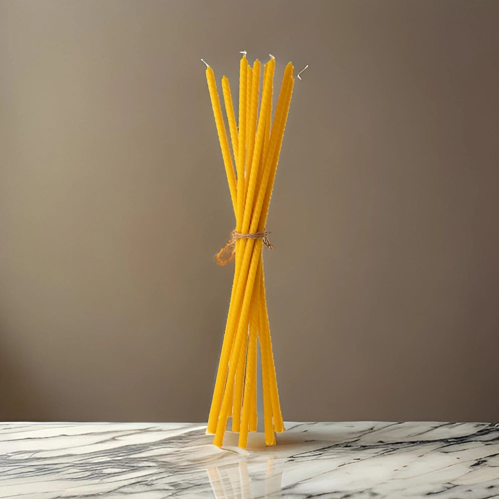 Nagyméretű natúr méhviasz csavart gyertyák 80 cm - 10 darabos készlet