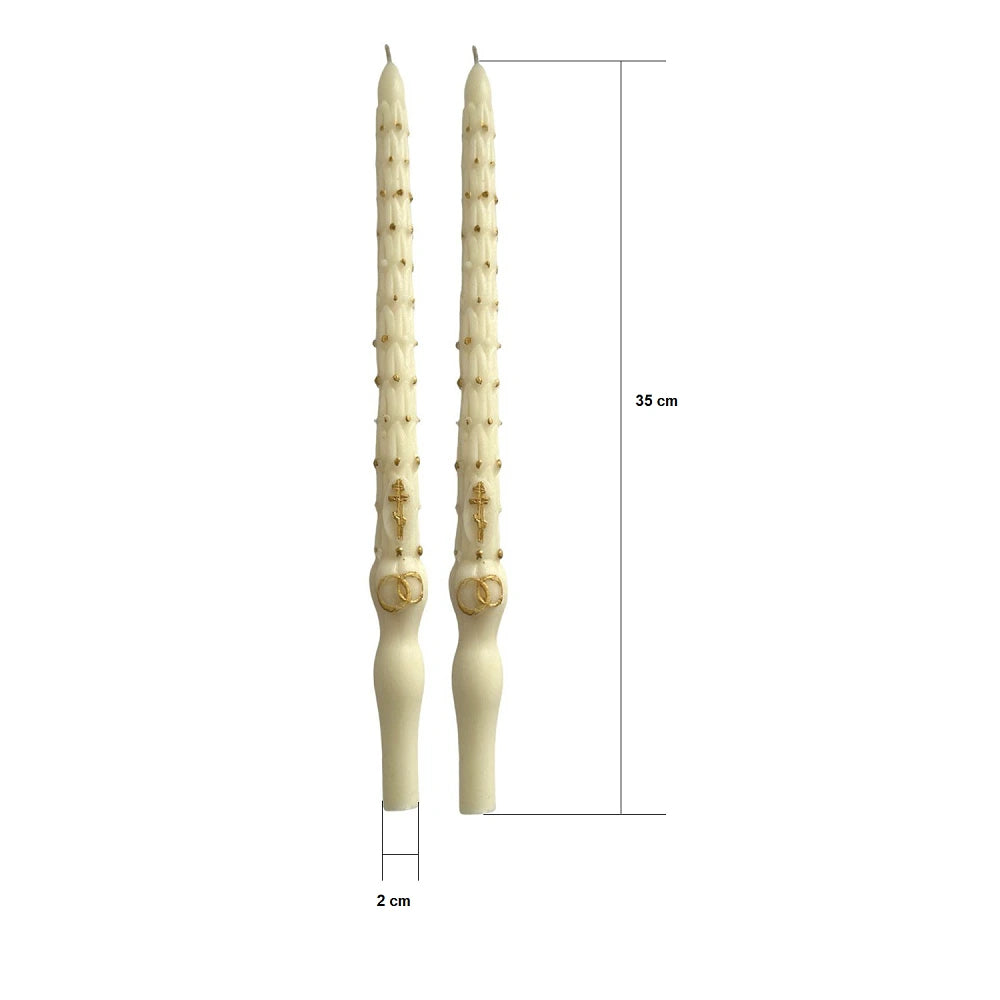 Lumanari de nunta din parafina cu decor auriu - set 2buc