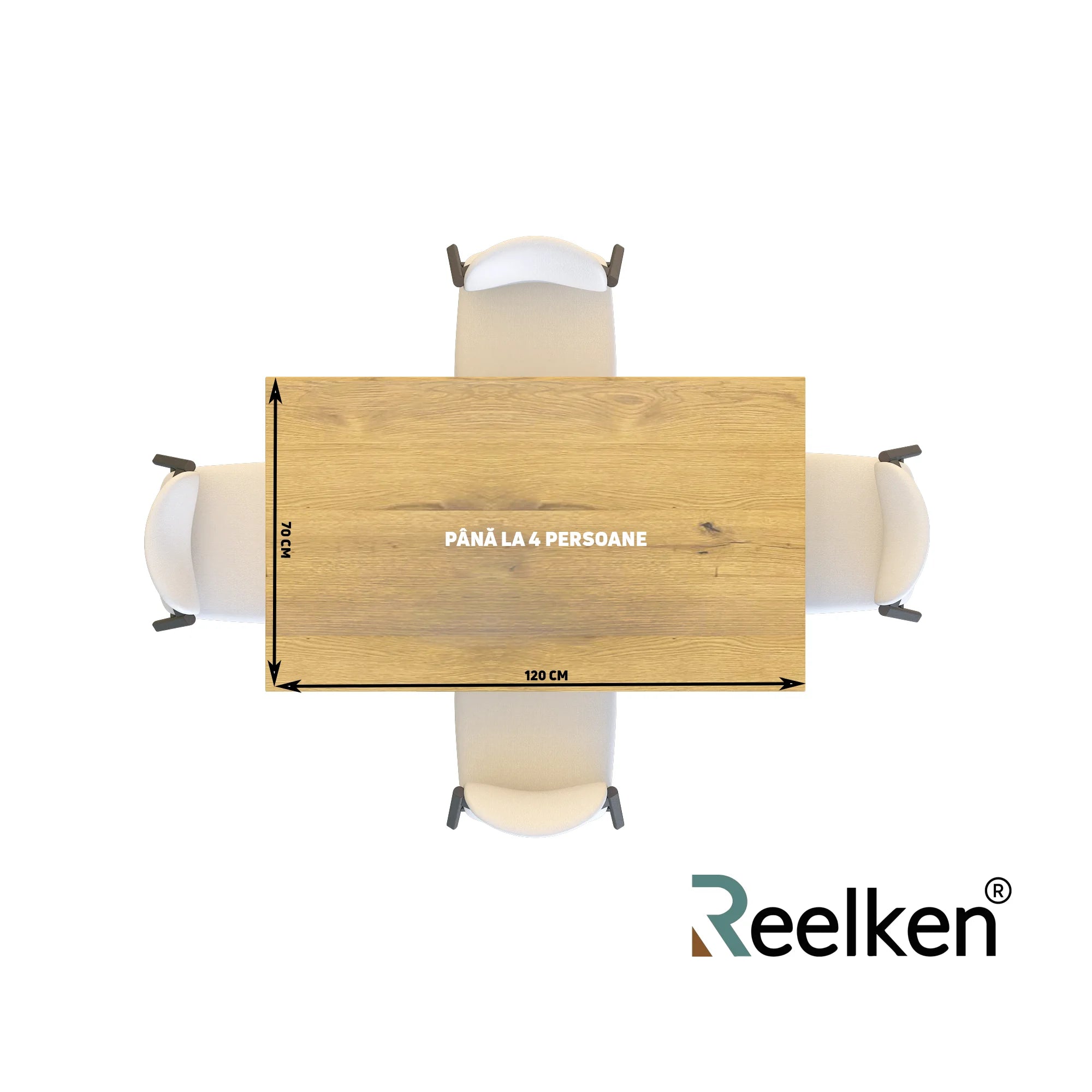 Masa din stejar model clasic - 4 persone -120x70x2,6cm