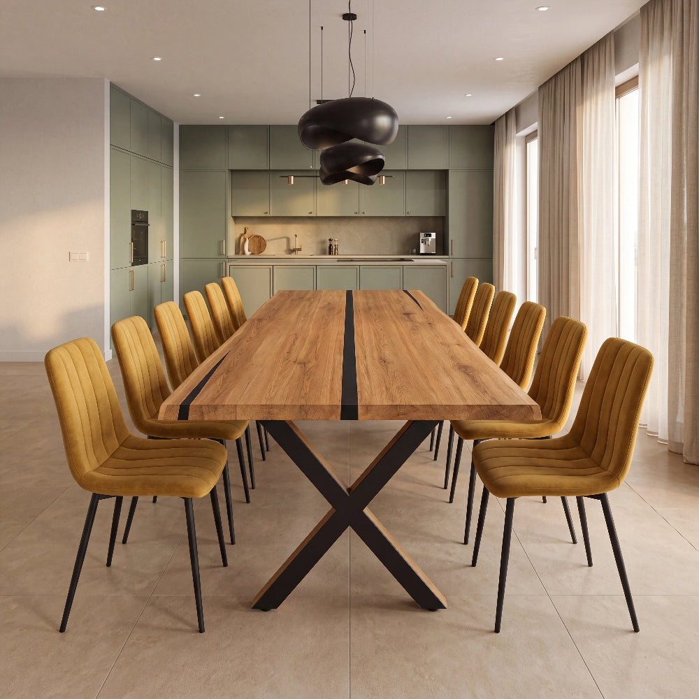 Masa din stejar cu rasina – model rustic pentru 14 persoane - 300x100x4cm