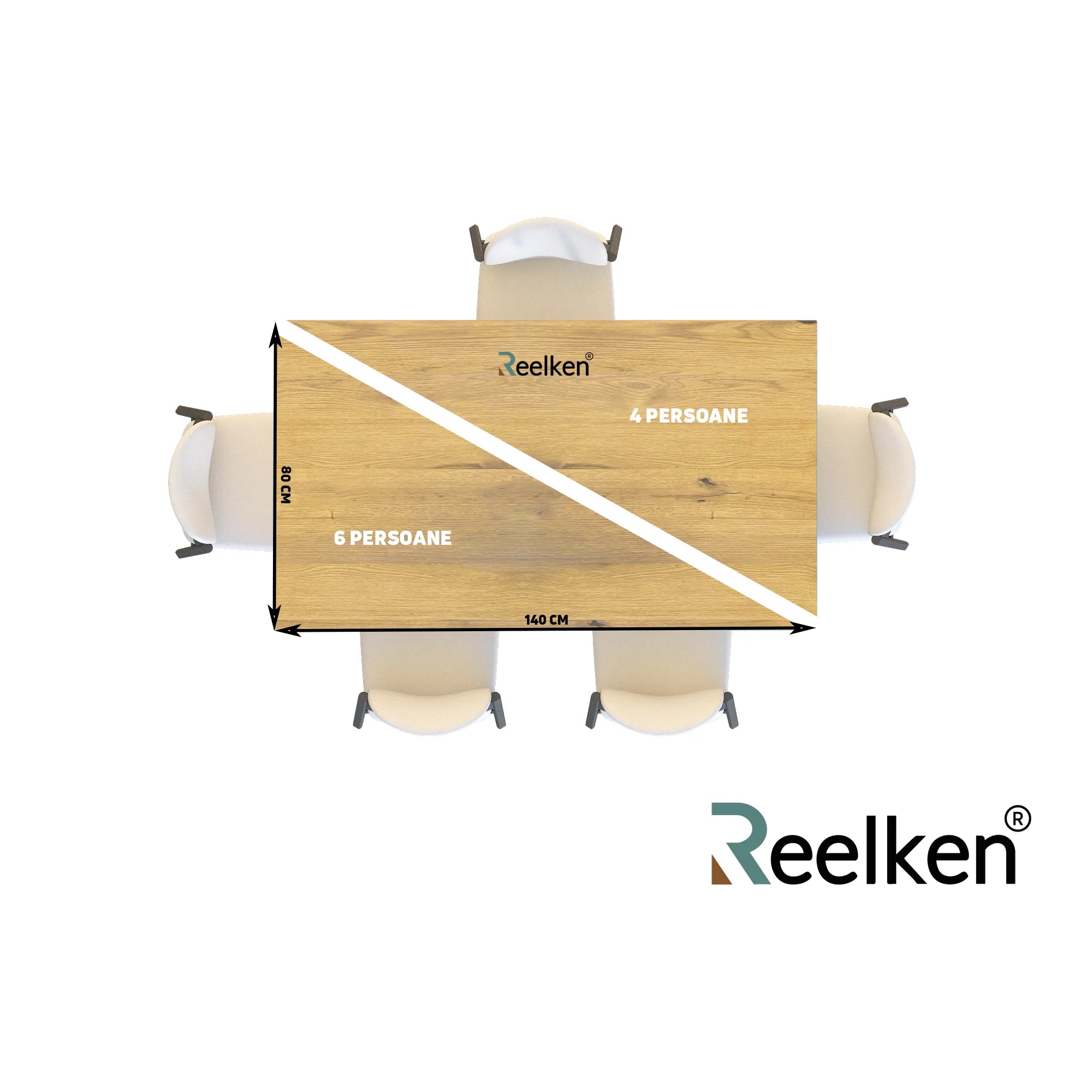 Blat de masa din stejar model rustic -140x80x4