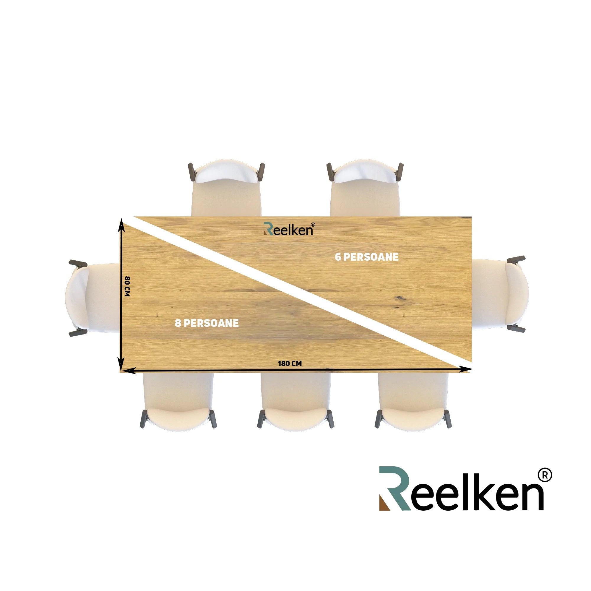 Masa din stejar model rustic - 6 persoane -180x85x4