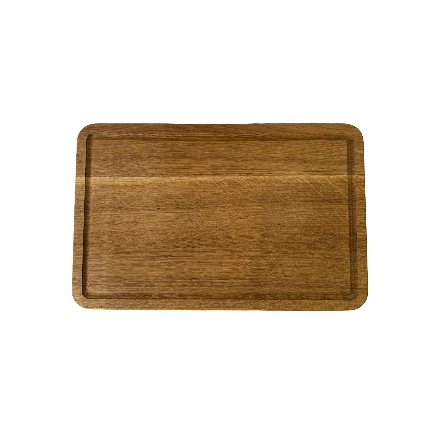 Suport de Lemn de Stejar pentru Servire – Dreptunghiular cu Canale pentru Lichide