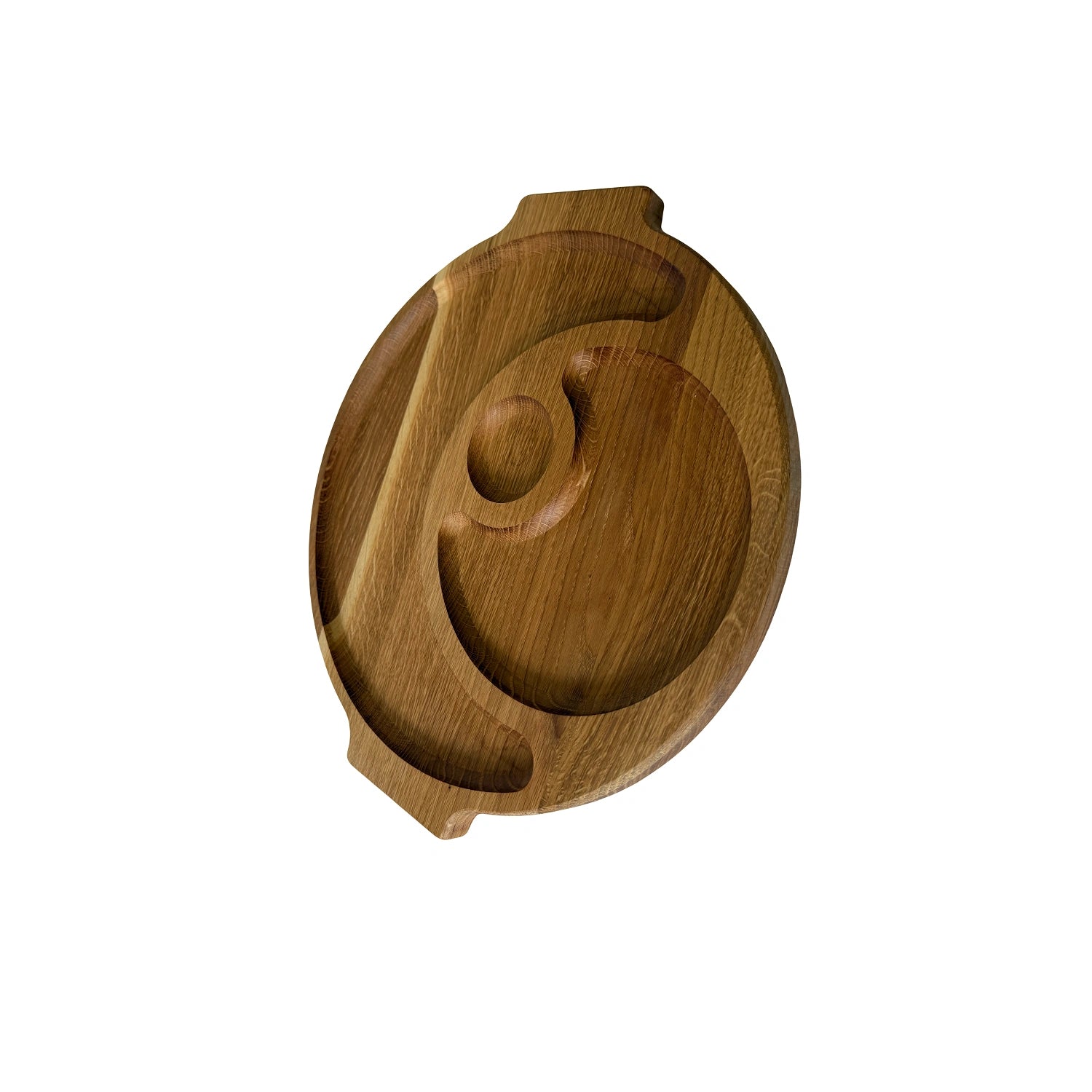 Platou multifunctional din lemn de stejar cu manere – organizeaza aperitivele cu stil