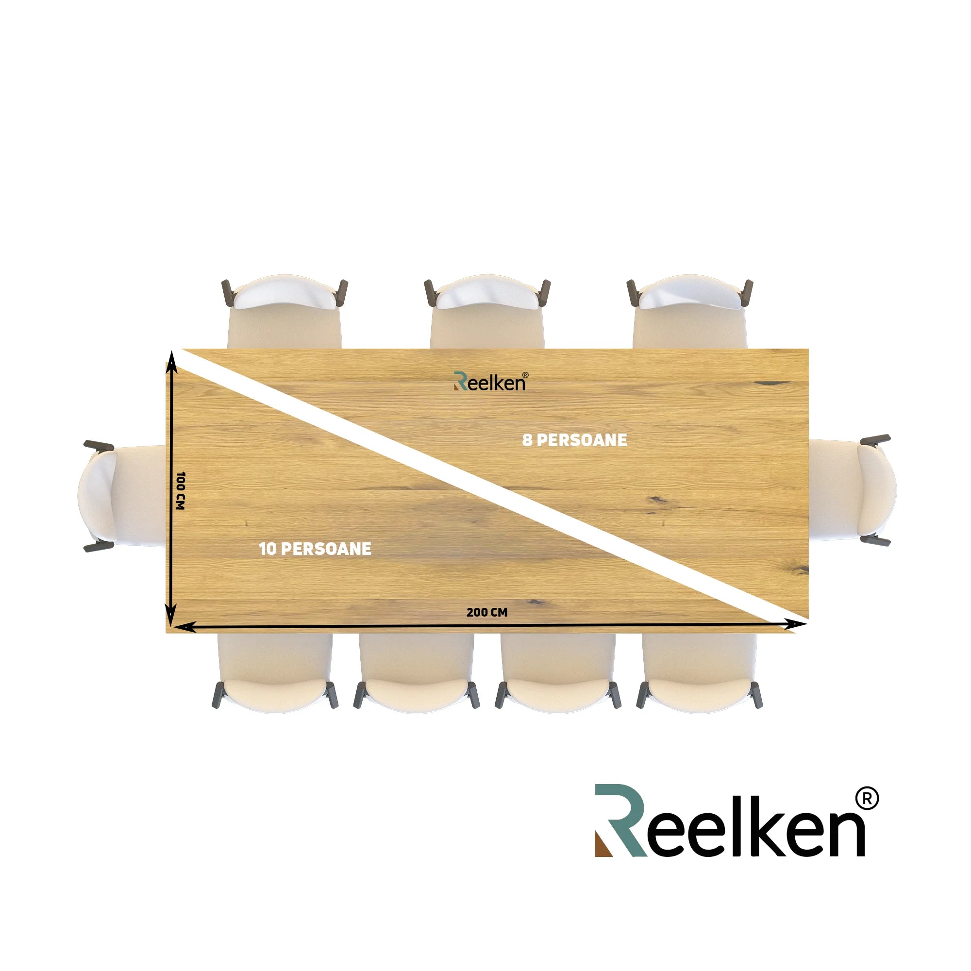 Blat de masa din stejar model rustic -200x100x4cm