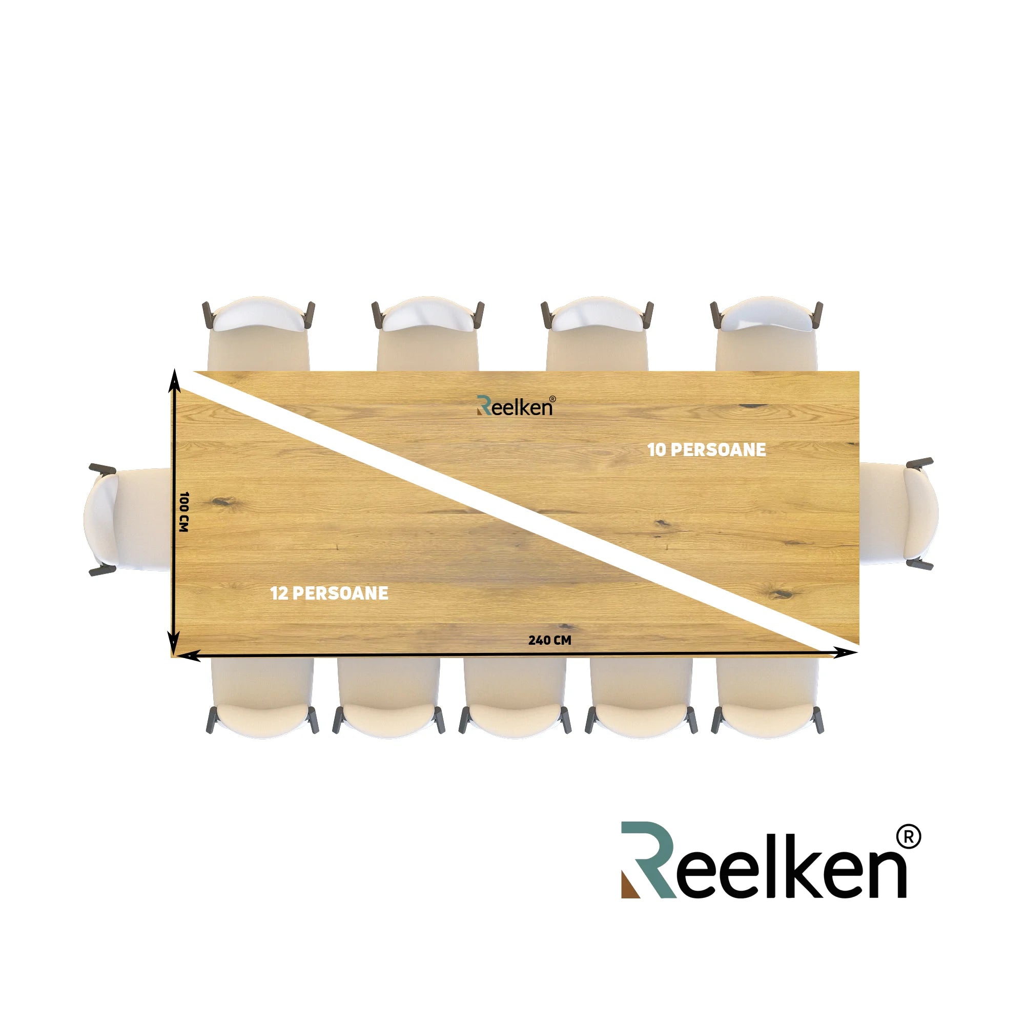 Blat de masa din stejar model rustic -240x100x4cm