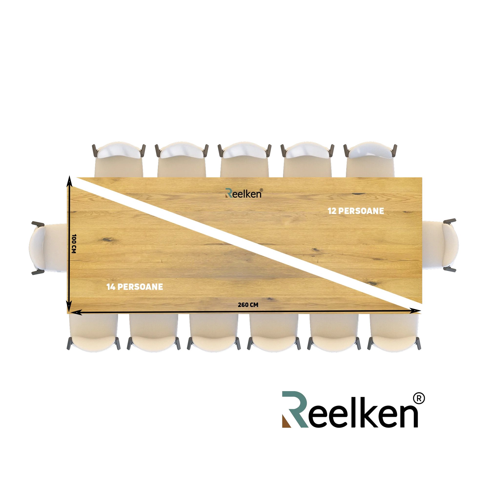 Blat de masa din stejar model rustic -260x100x4cm