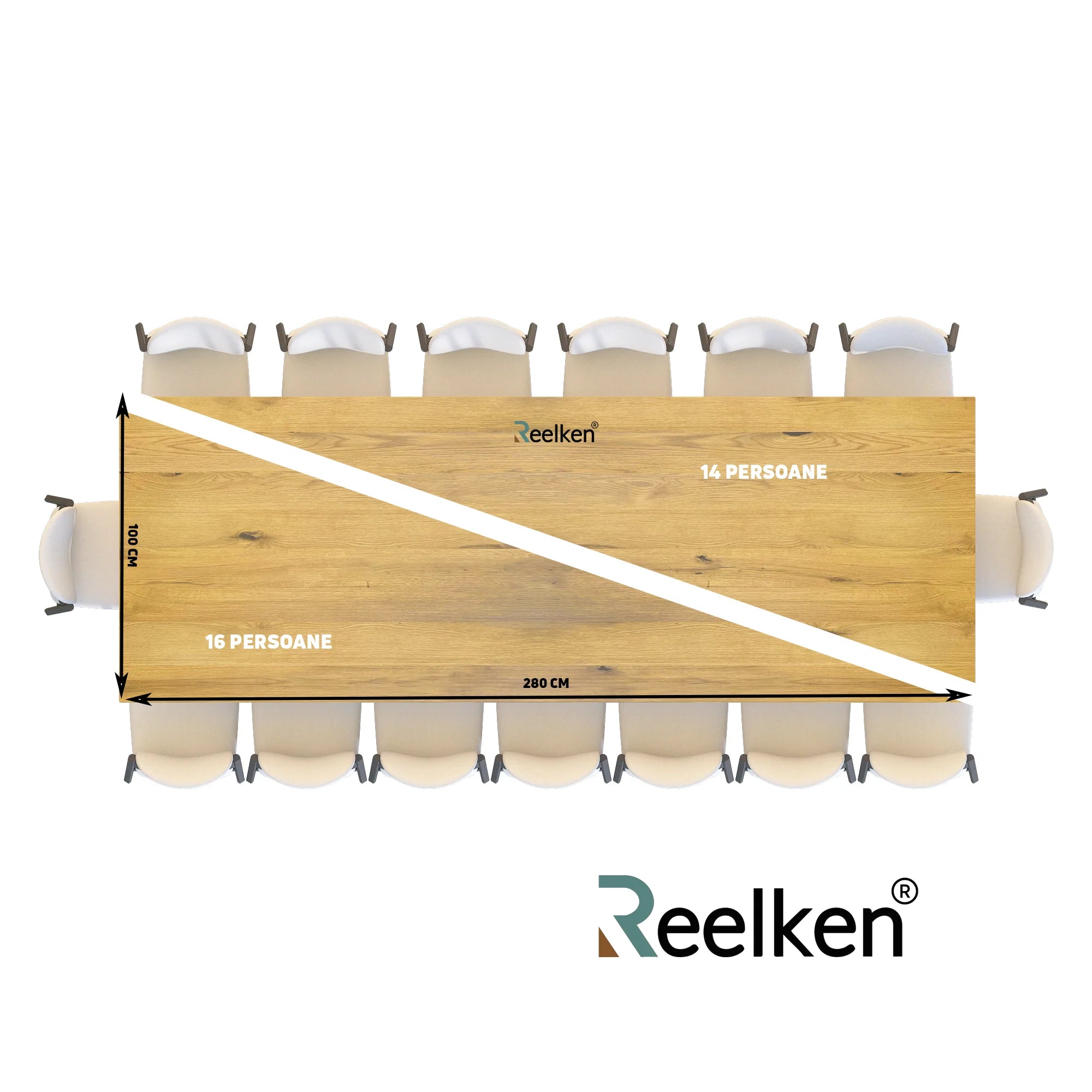 Blat de masa din stejar model rustic -280x100x4cm