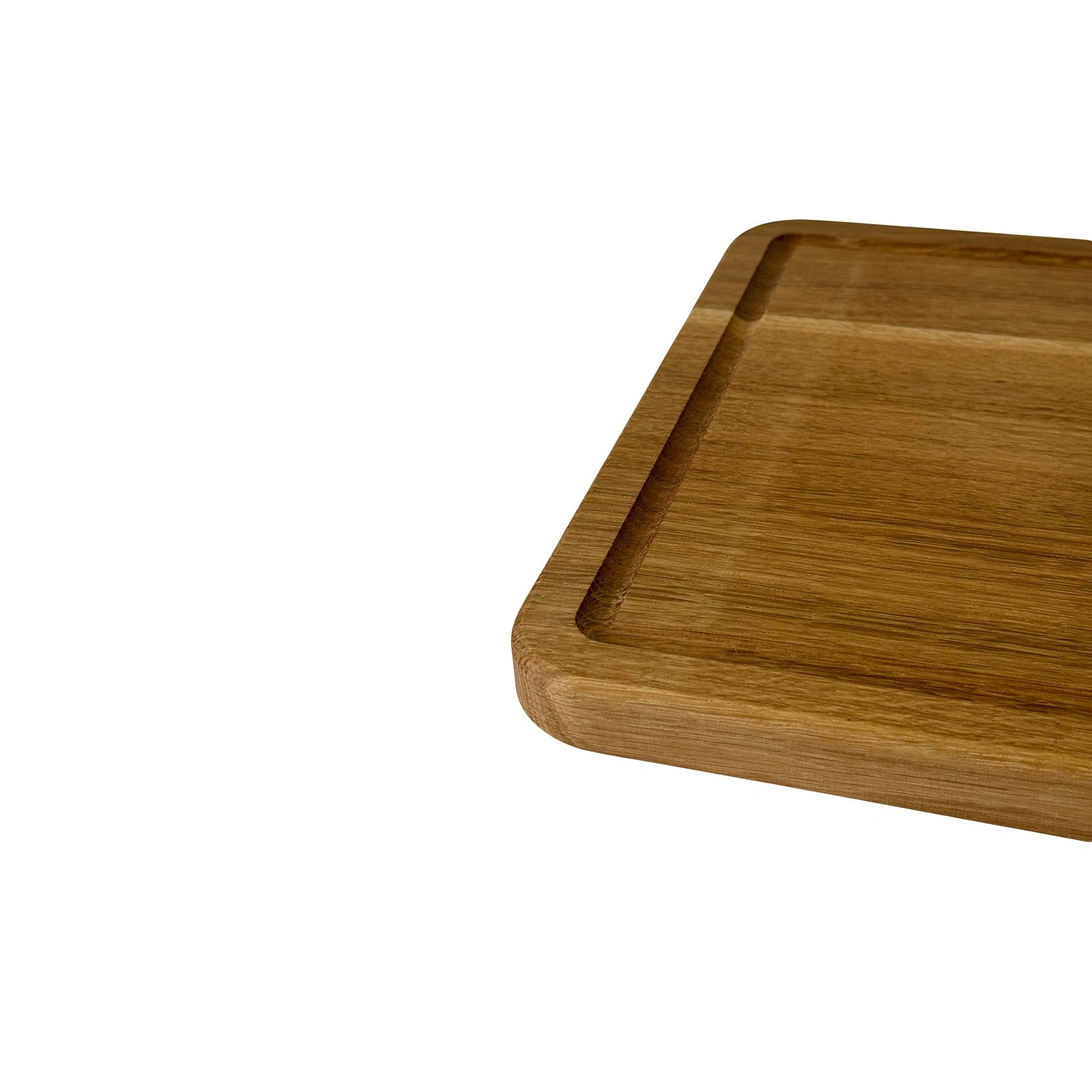 Suport de Lemn de Stejar pentru Servire – Dreptunghiular cu Canale pentru Lichide