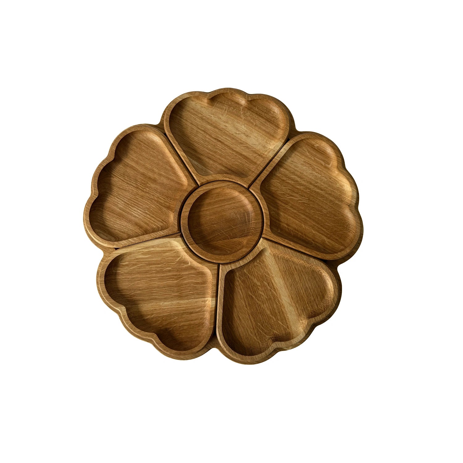 Suport Servire din Lemn de Stejar cu 6 Compartimente Detasabile