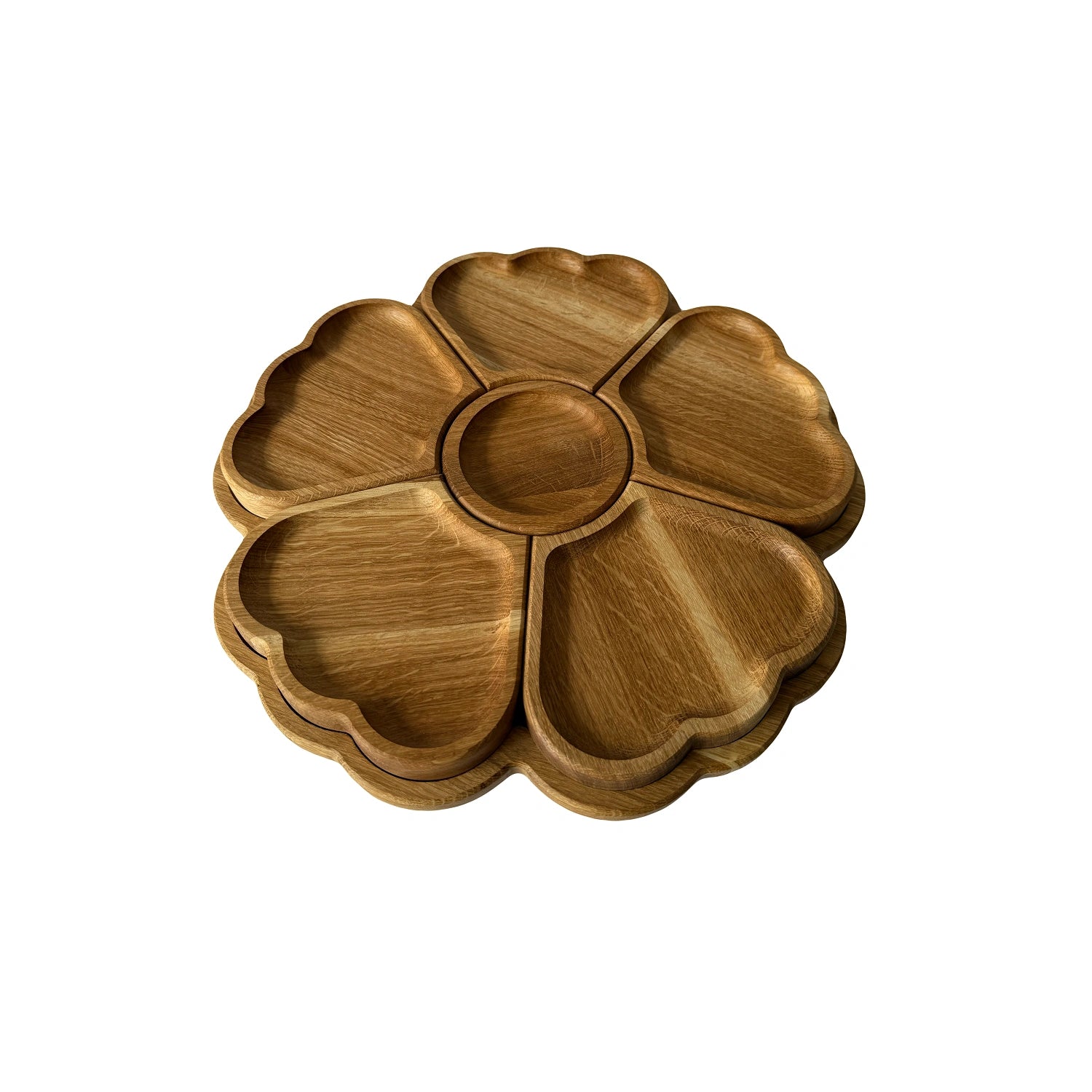 Suport Servire din Lemn de Stejar cu 6 Compartimente Detasabile