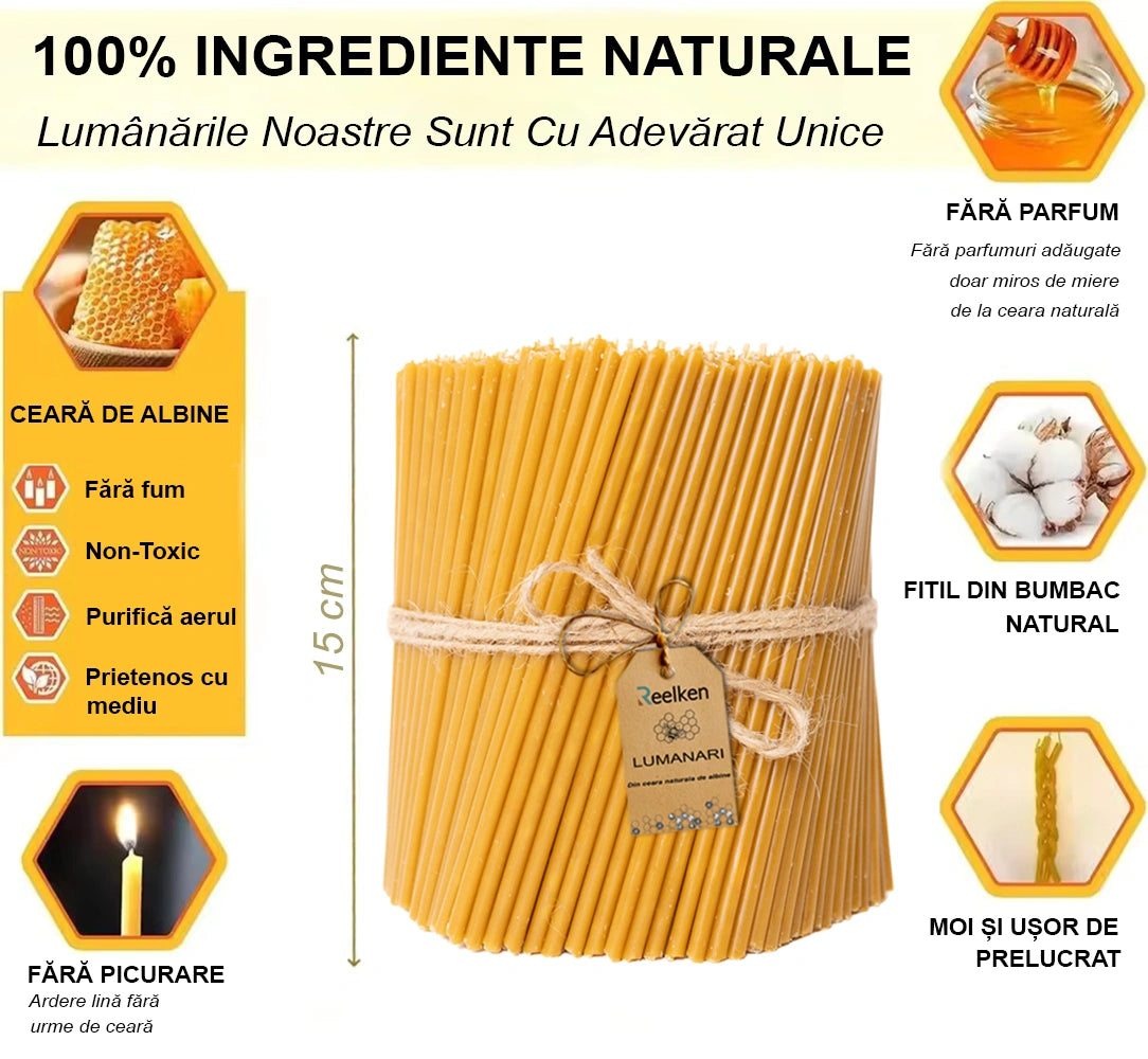 Bougies en cire naturelle 150x5mm