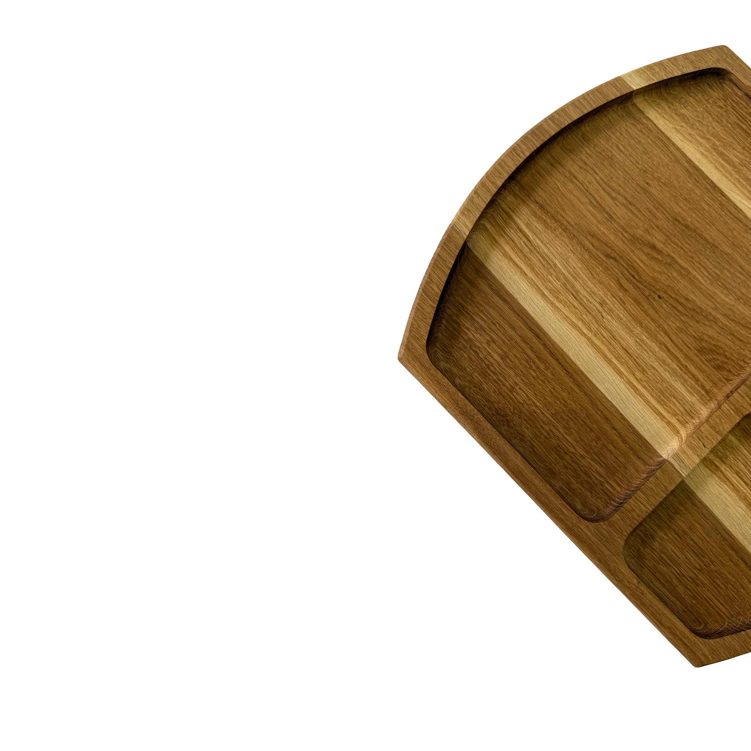 Suport Servire Gratar din Lemn de Stejar cu 3 Compartimente si Maner