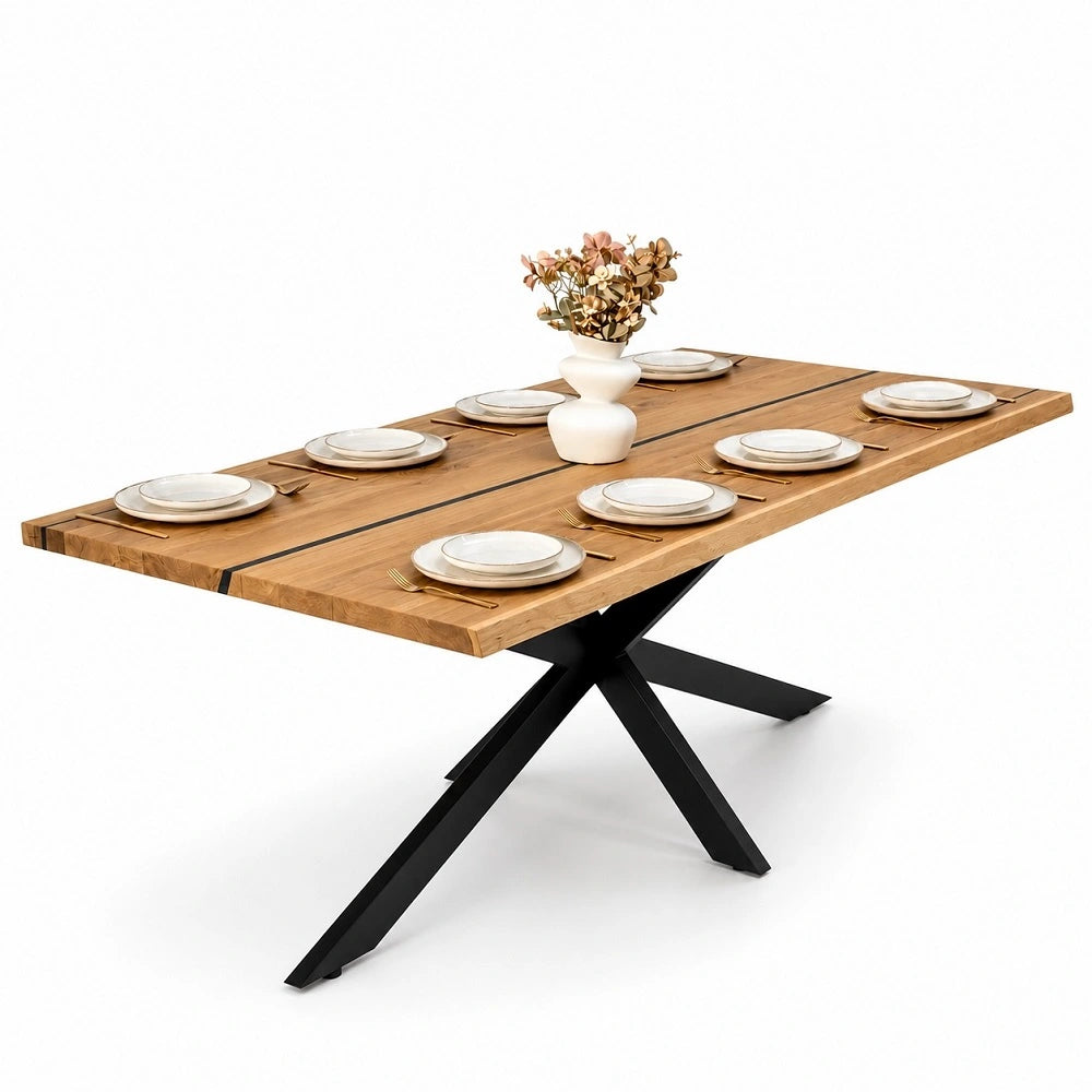 Masa din stejar cu rasina – model rustic pentru 10 persoane – 240x100x4 cm