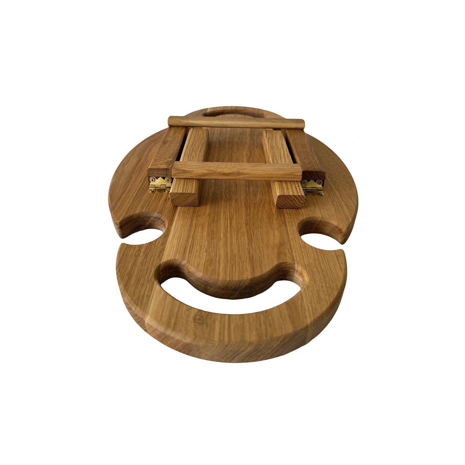 Platou Oval din Lemn de Stejar cu 5 Compartimente și Suport pentru Pahare – Servire Aperitive și Grătare cu Stil