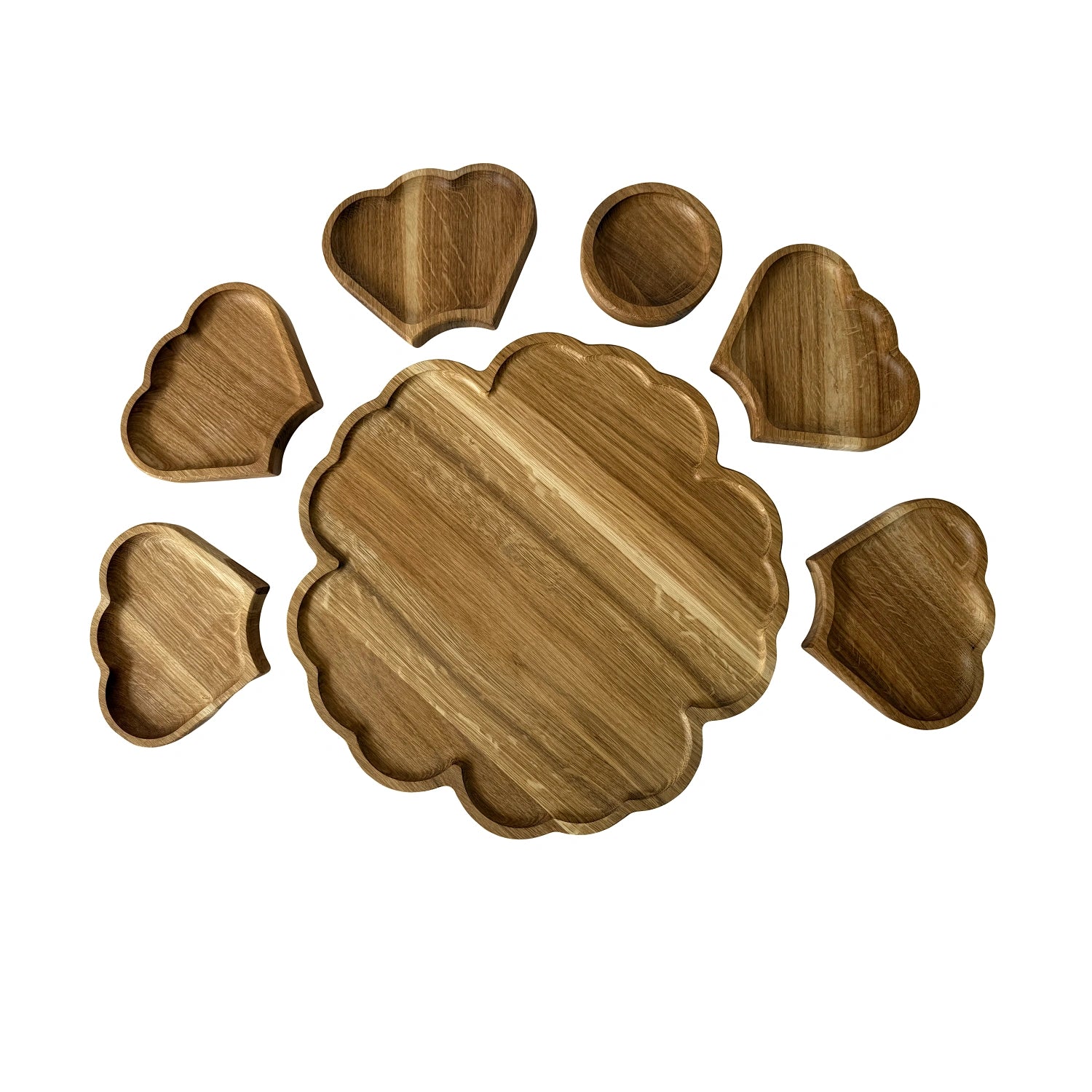 Suport Servire din Lemn de Stejar cu 6 Compartimente Detasabile