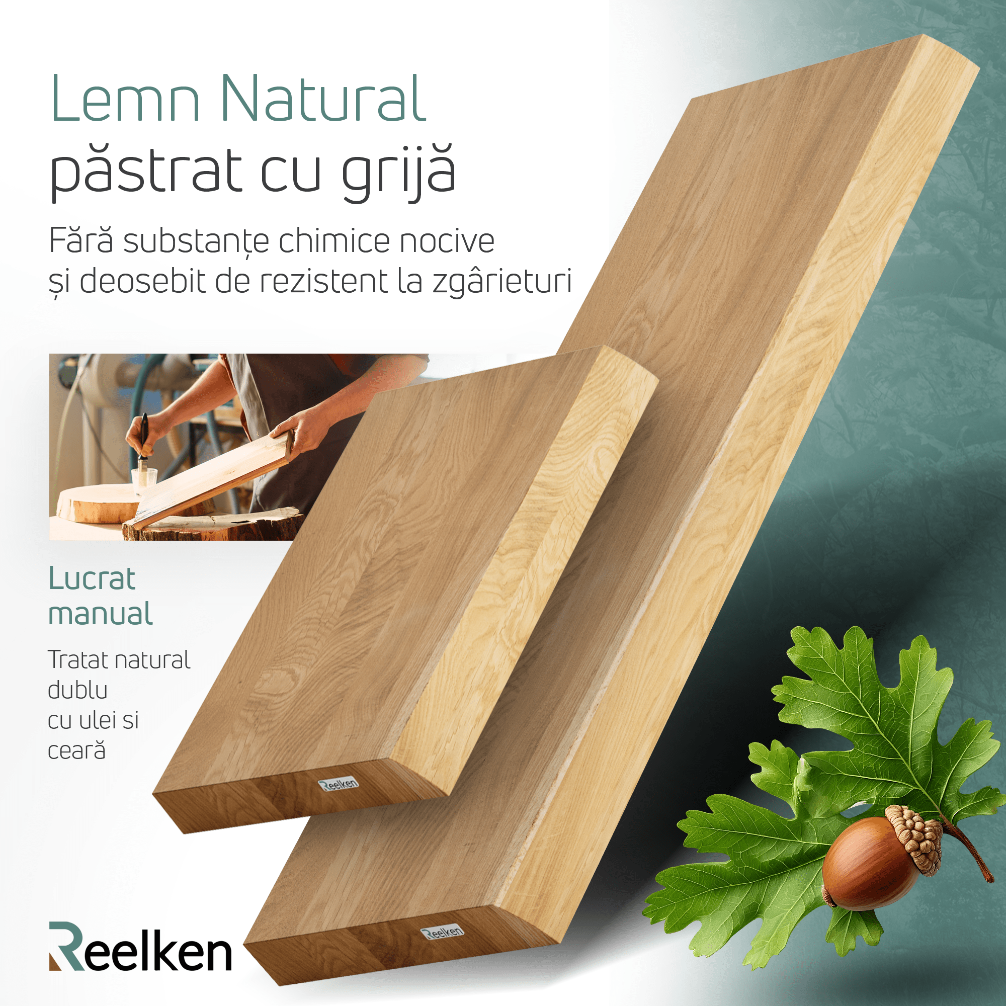 Massivholzregal aus Eiche – natürliche Kanten 100 x 22 x 4 cm