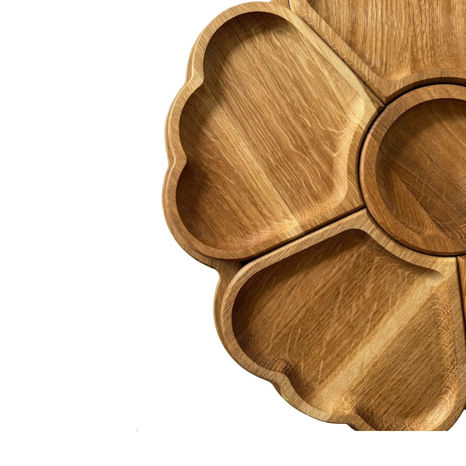 Suport Servire din Lemn de Stejar cu 6 Compartimente Detasabile