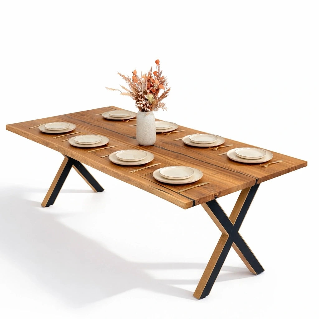 Masa din stejar cu rasina – model rustic pentru 10 persoane – 240x100x4 cm