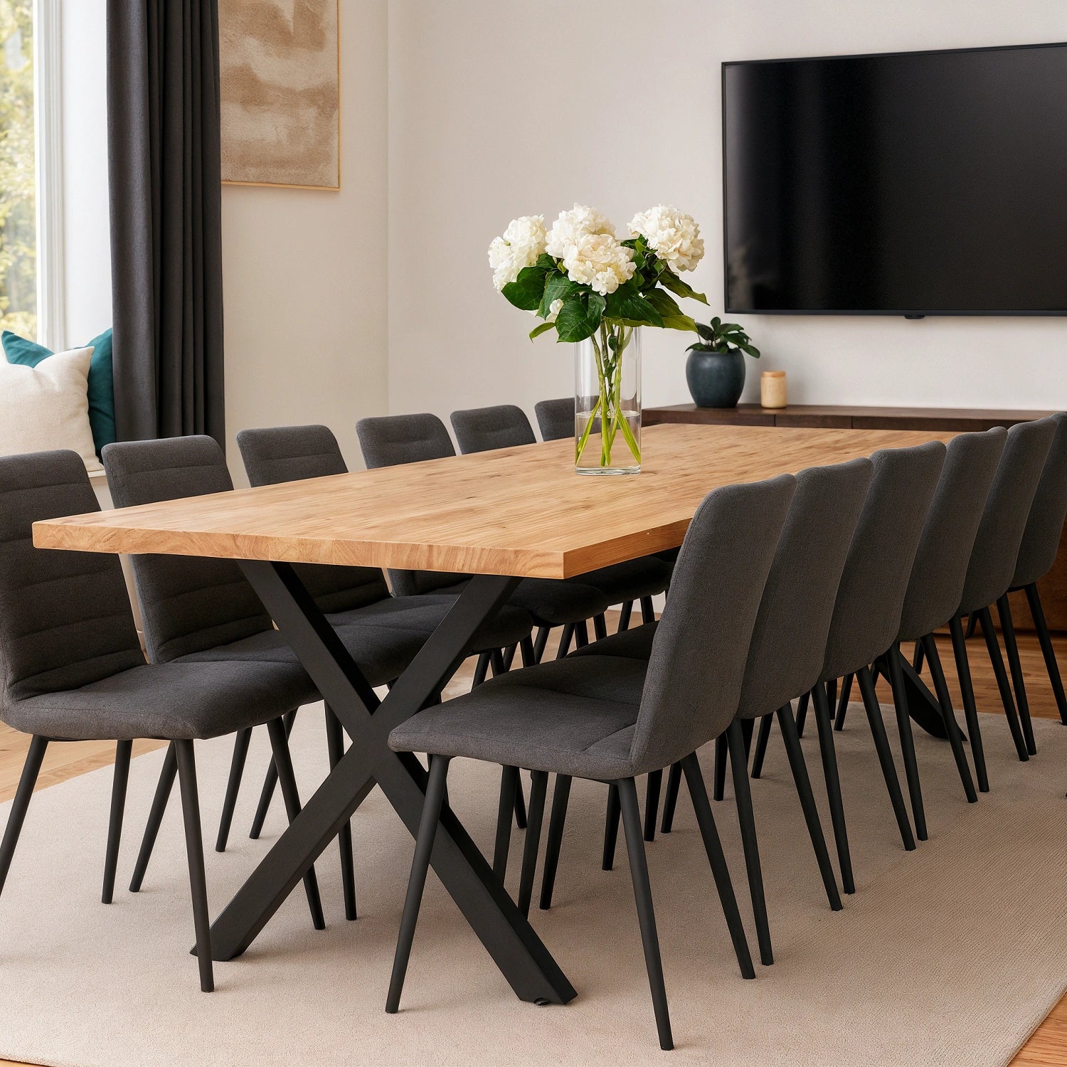 Stół z litego dębu klasyczny 260×100 cm – Stół do jadalni dla 12 osób | Reelken