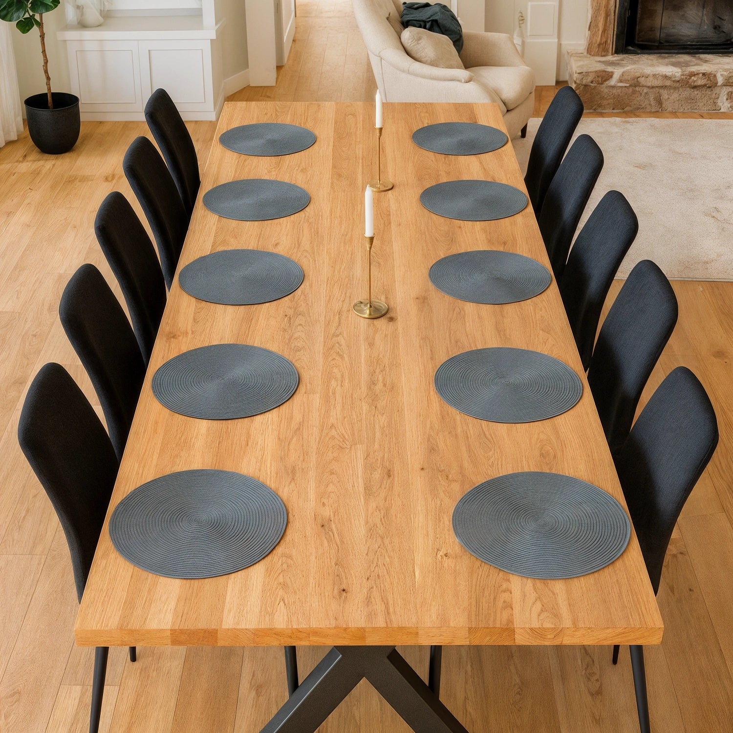 Stół drewniany z litego dębu 240×100 cm – Klasyczny stół do jadalni dla 10 osób | Reelken