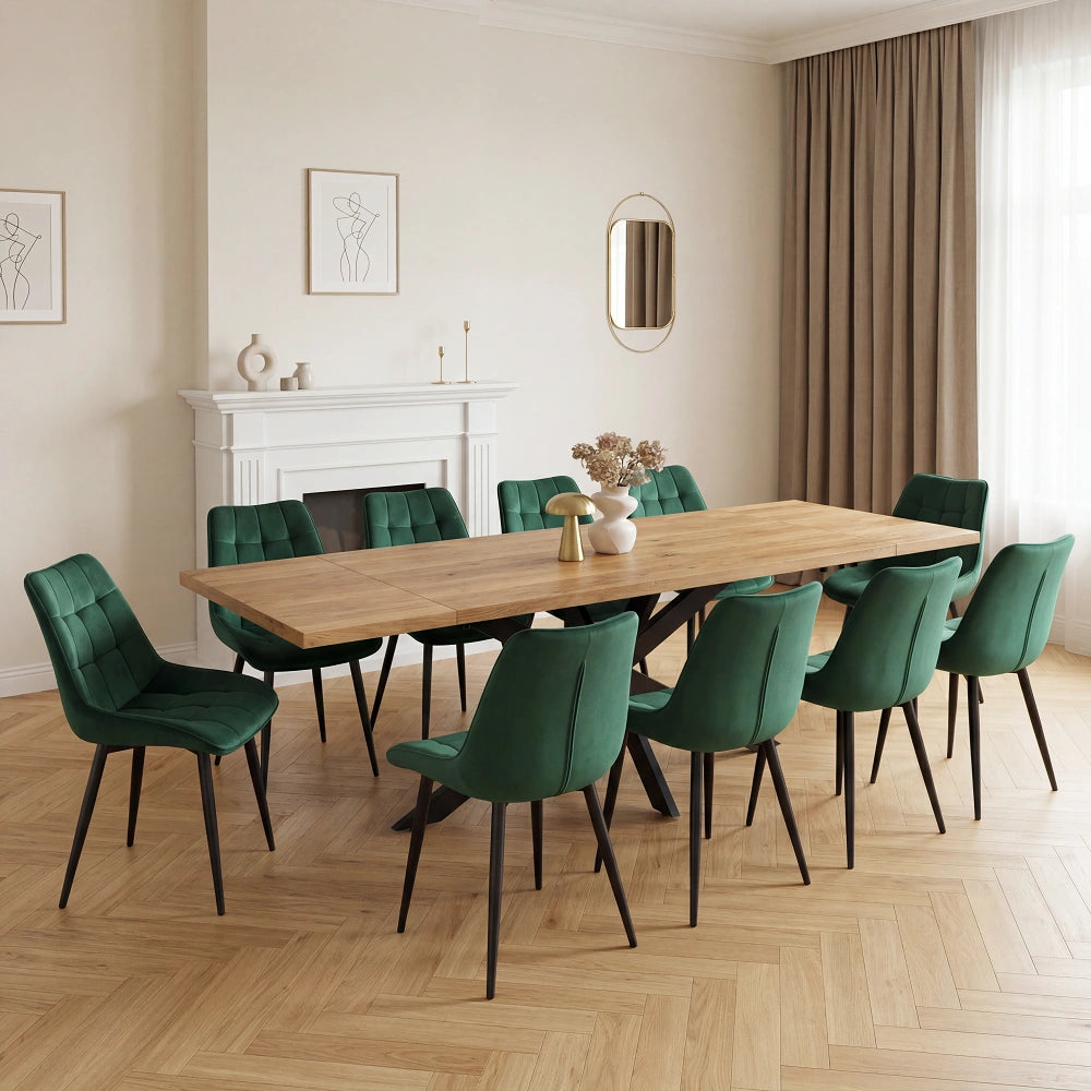 Masa extensibila din lemn masiv de stejar 160 x 80 x 4 cm, extensibila pana la 240 x 80 x 4 cm