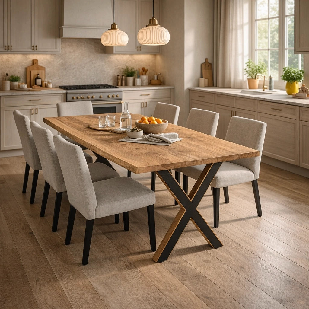 Masa din stejar model rustic - 6 persoane -180x85x4