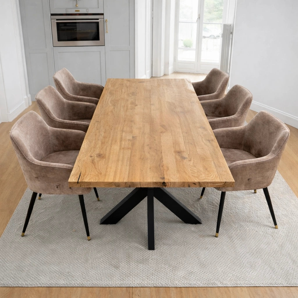 Stół drewniany z litego dębu 180×85 cm – Klasyczny stół do jadalni dla 6 osób | Reelken