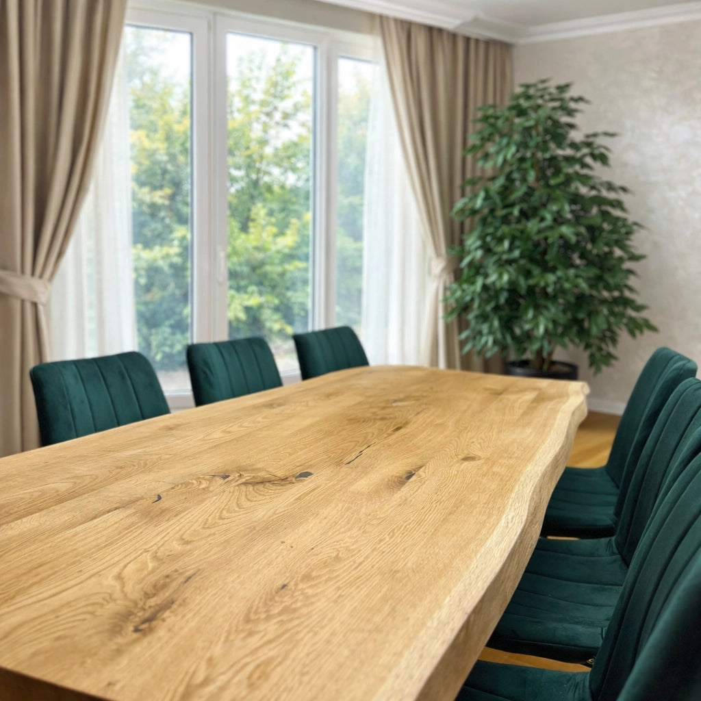 Stół drewniany z litego dębu 160×80 cm – Rustykalny stół do jadalni dla 6 osób | Reelken