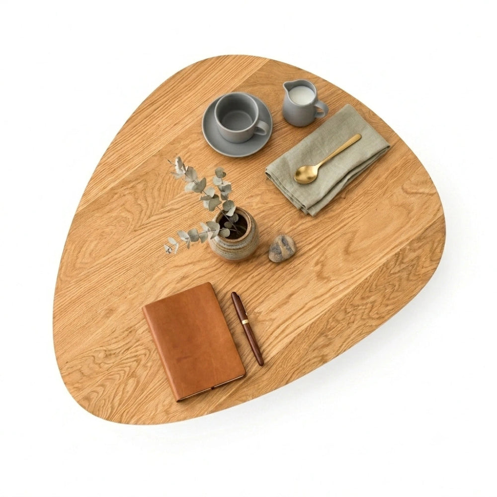 Masuta ovala de cafea din stejar masiv – 48x50x2,6 cm