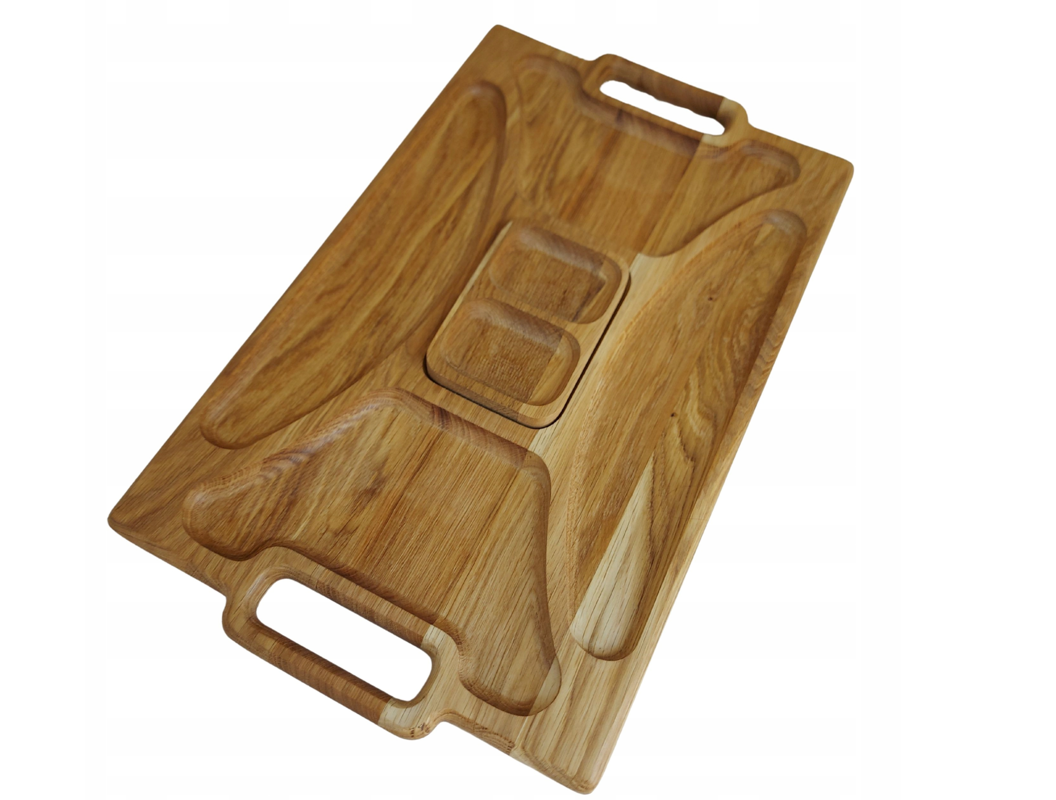 Taca do serwowania z drewna z pojemnikiem na sosy | Reelken