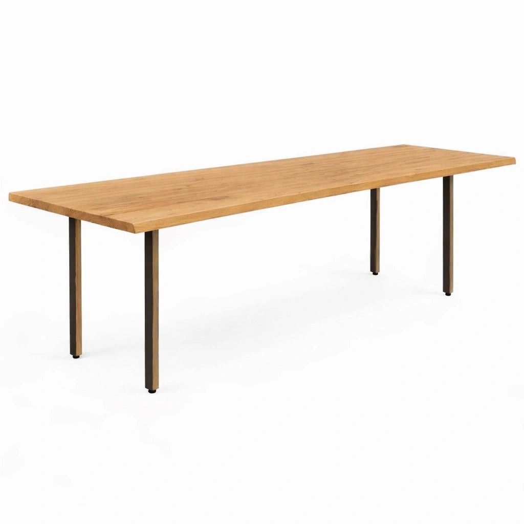 Stół drewniany z litego dębu 260×100 cm – Rustykalny stół do jadalni dla 12 osób | Reelken