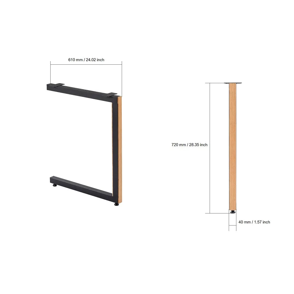 Fém asztallábak tölgyfával