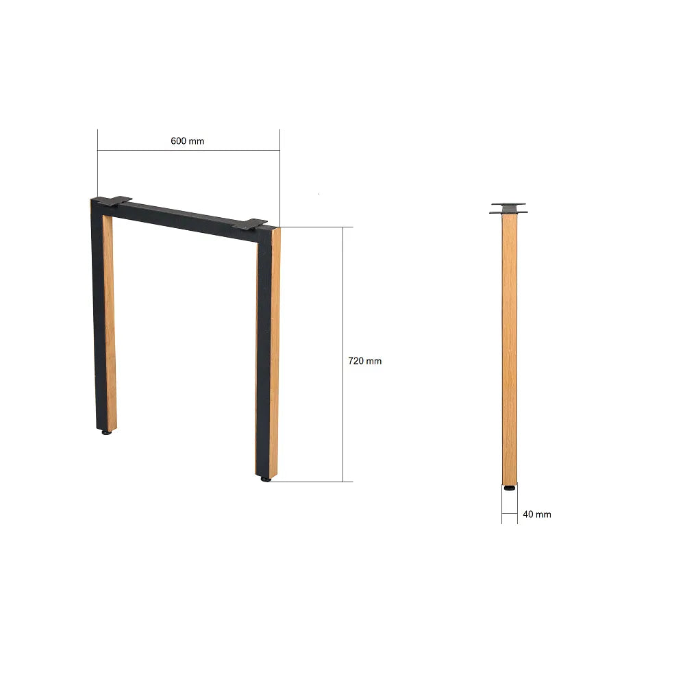 Fém asztallábak tölgyfával