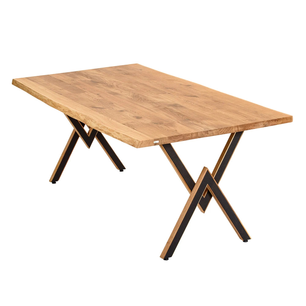 Picioare de Masa Metalice cu Lemn de Stejar - A8