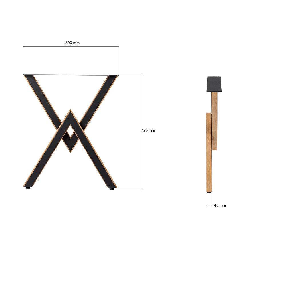 Fém asztallábak tölgyfával