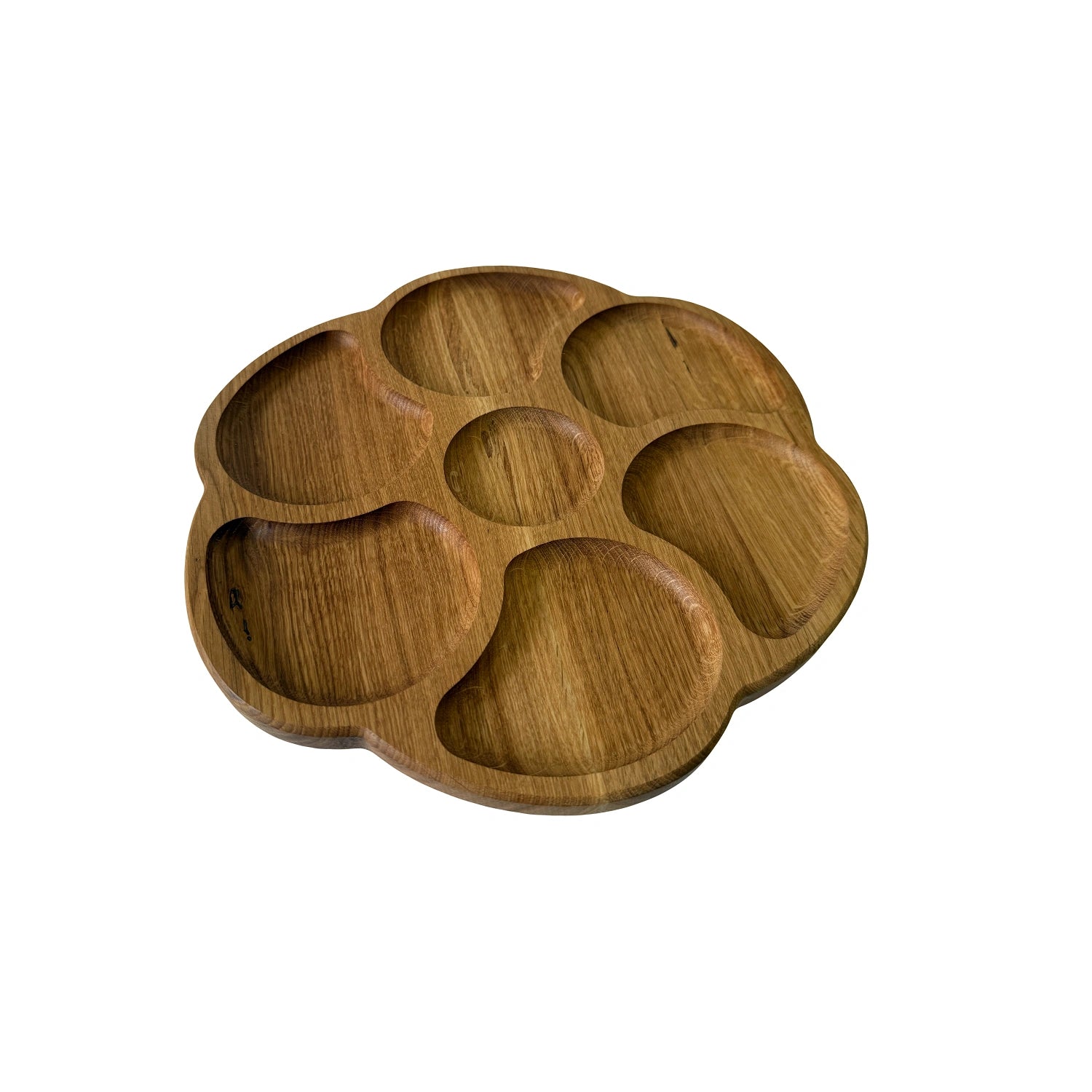 Platou cu 7 compartimente pentru servire branzeturi si gustari – din lemn de stejar