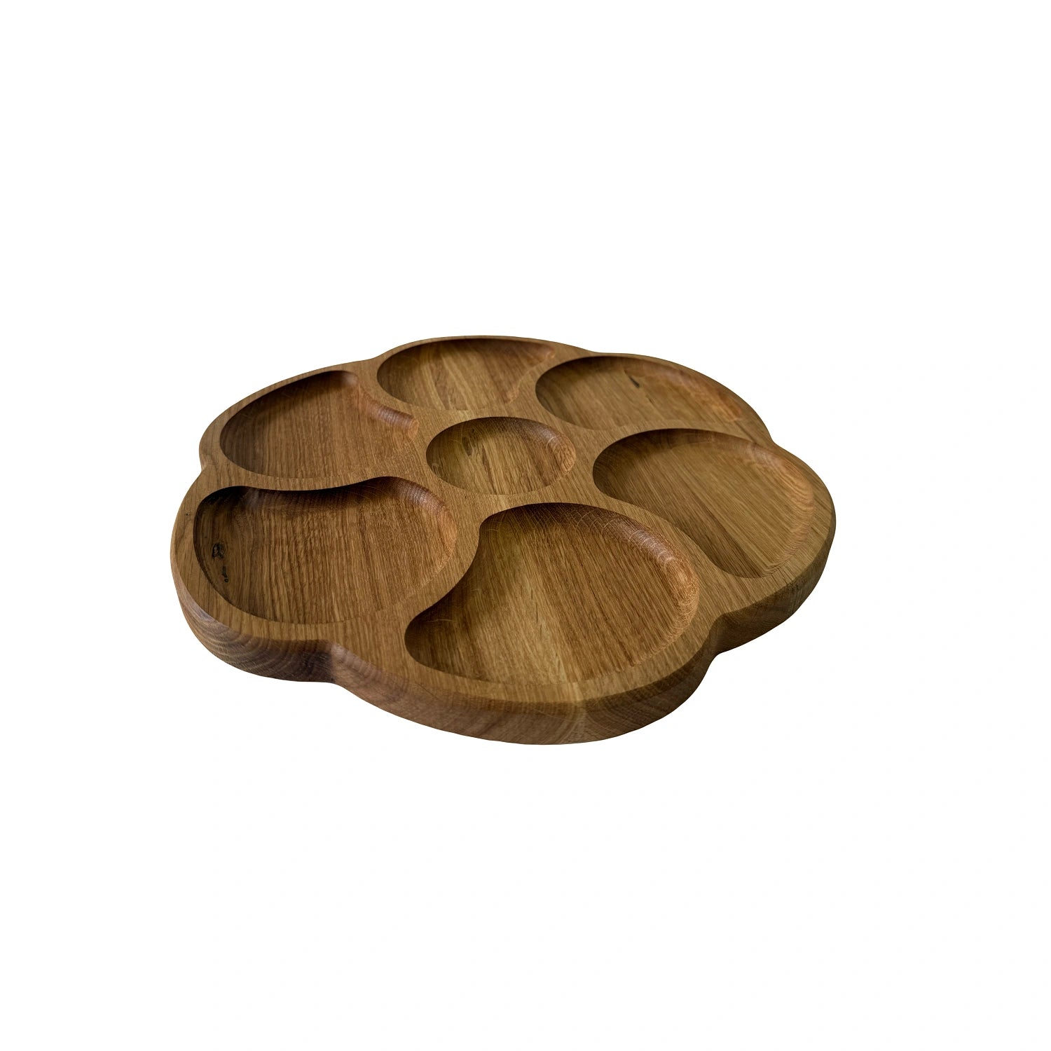 Platou cu 7 compartimente pentru servire branzeturi si gustari – din lemn de stejar