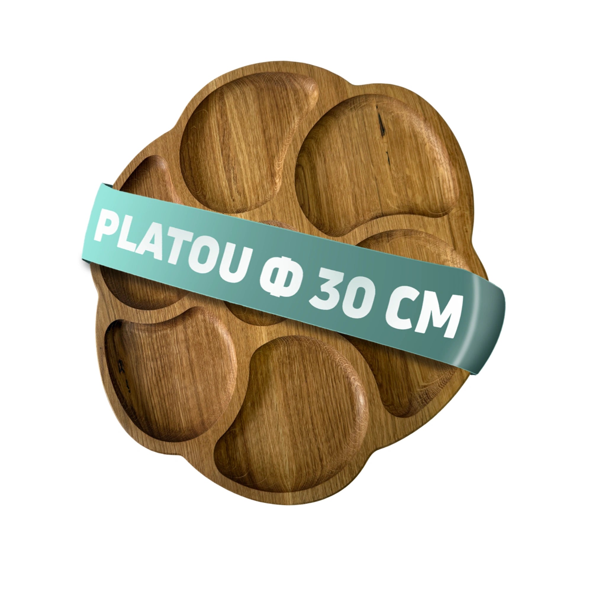 Platou cu 7 compartimente pentru servire branzeturi si gustari – din lemn de stejar