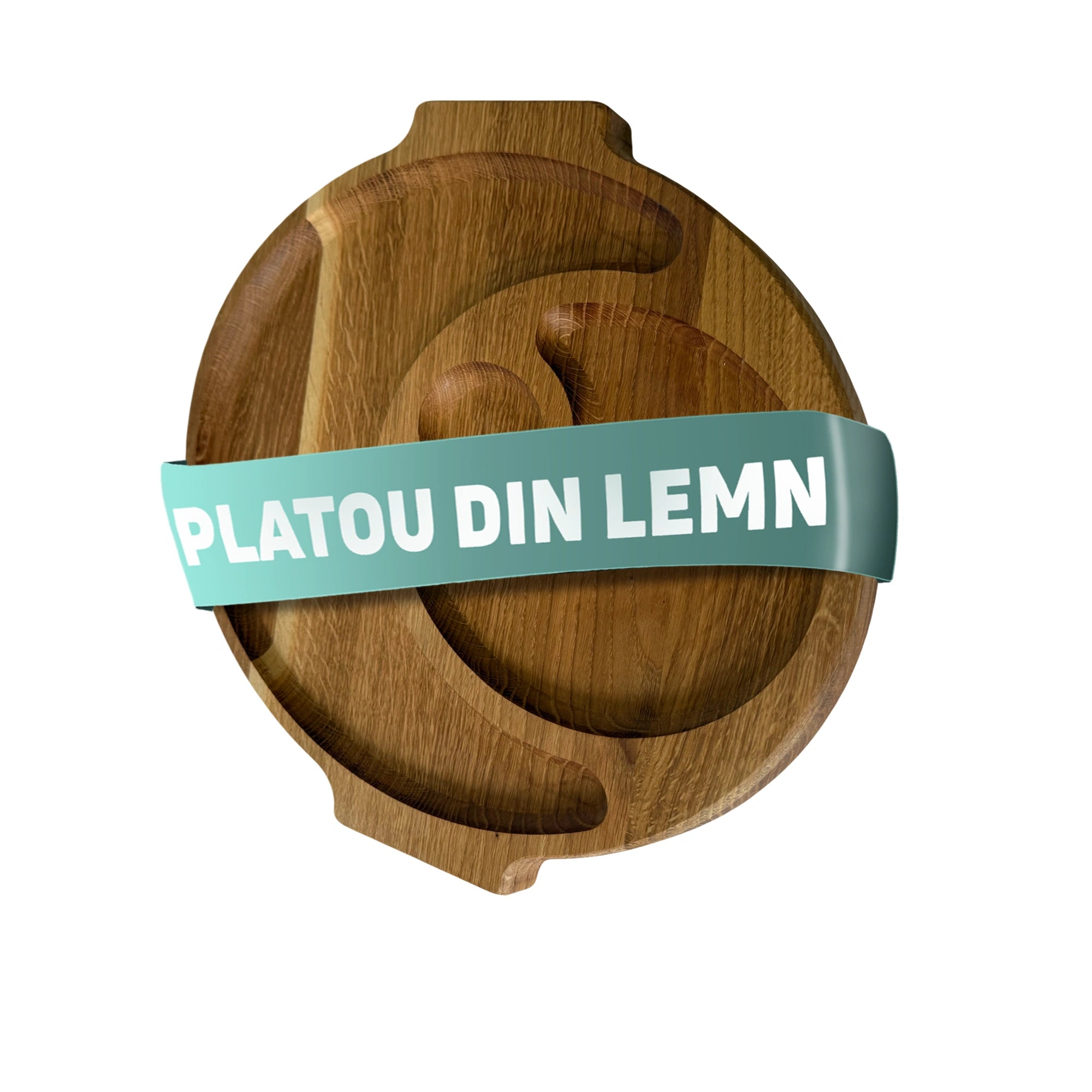 Platou multifunctional din lemn de stejar cu manere – organizeaza aperitivele cu stil