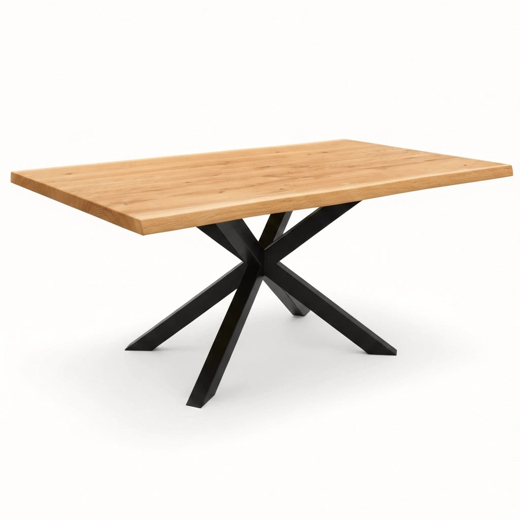 Stół drewniany z litego dębu 160×80 cm – Rustykalny stół do jadalni dla 6 osób | Reelken