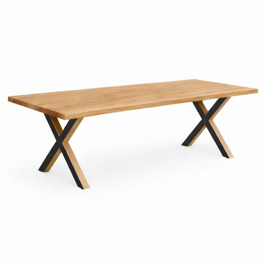 Stół drewniany z litego dębu 200×100 cm – Rustykalny stół do jadalni dla 8 osób | Reelken