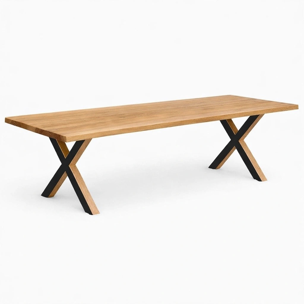 Stół drewniany z litego dębu 260×100 cm – Rustykalny stół do jadalni dla 12 osób | Reelken