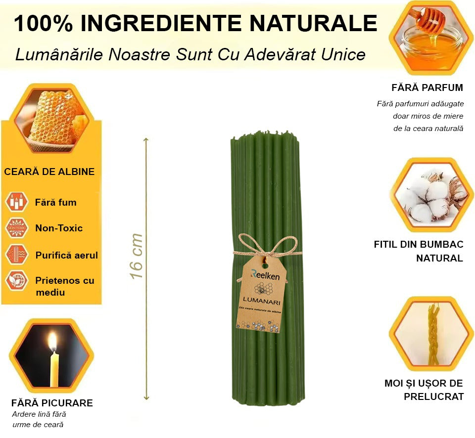 Set Lumanari decor colorate din Ceara Naturala - 160x6mm