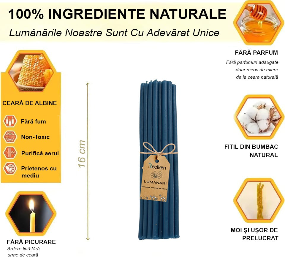 Set Lumanari decor colorate din Ceara Naturala - 160x6mm