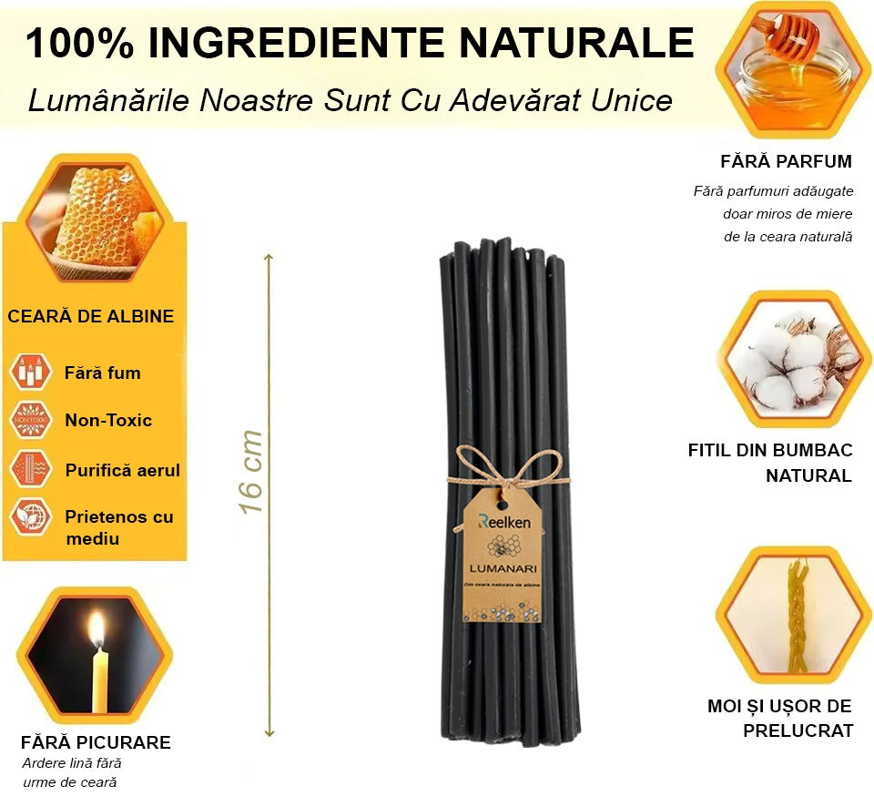 Set Lumanari decor colorate din Ceara Naturala - 160x6mm
