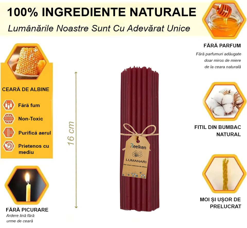 Set Lumanari decor colorate din Ceara Naturala - 160x6mm