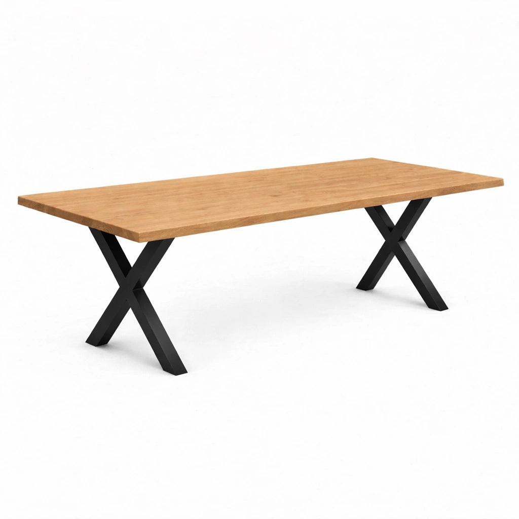 Stół drewniany z litego dębu 220×100 cm – Klasyczny stół do jadalni dla 10 osób | Reelken