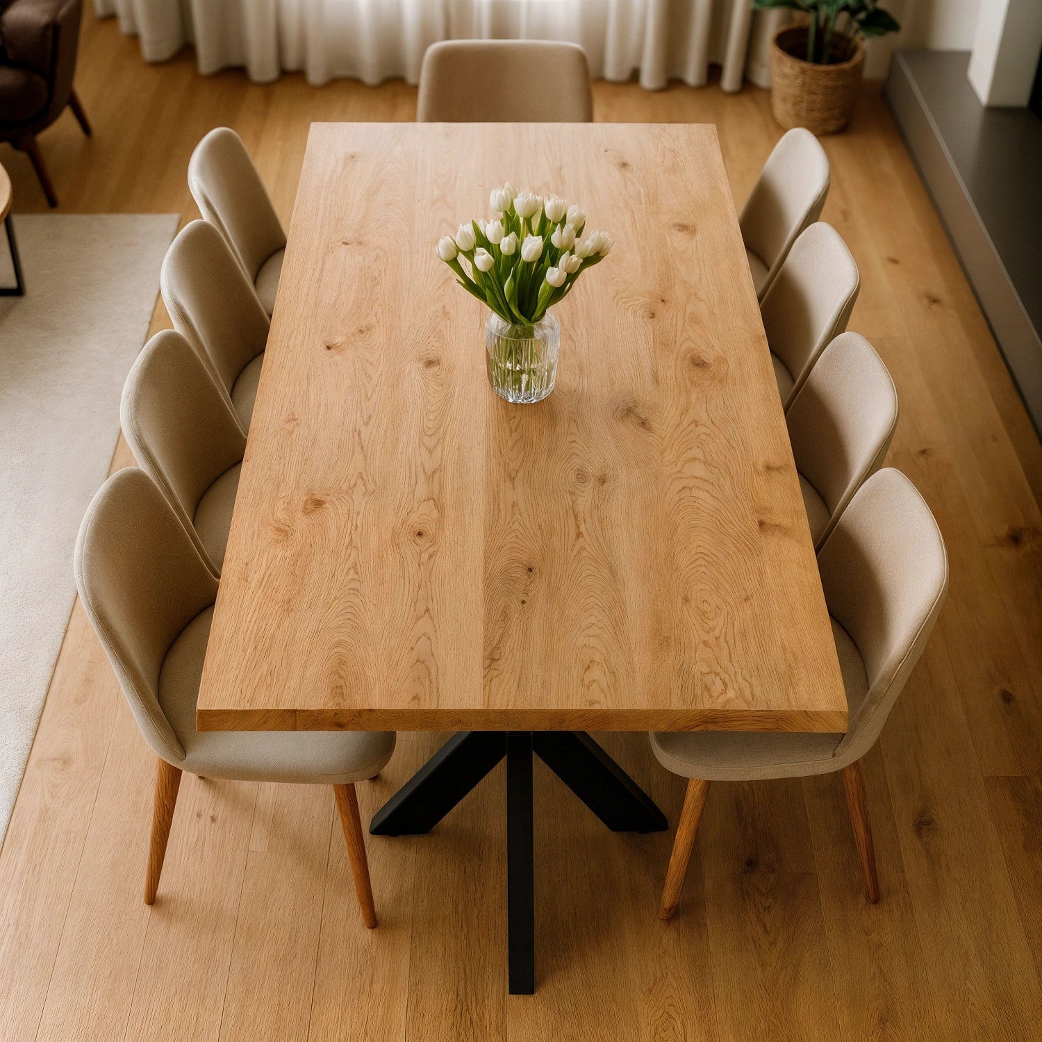 Stół z litego dębu klasyczny 200×100 cm – Stół do jadalni dla 8 osób | Reelken