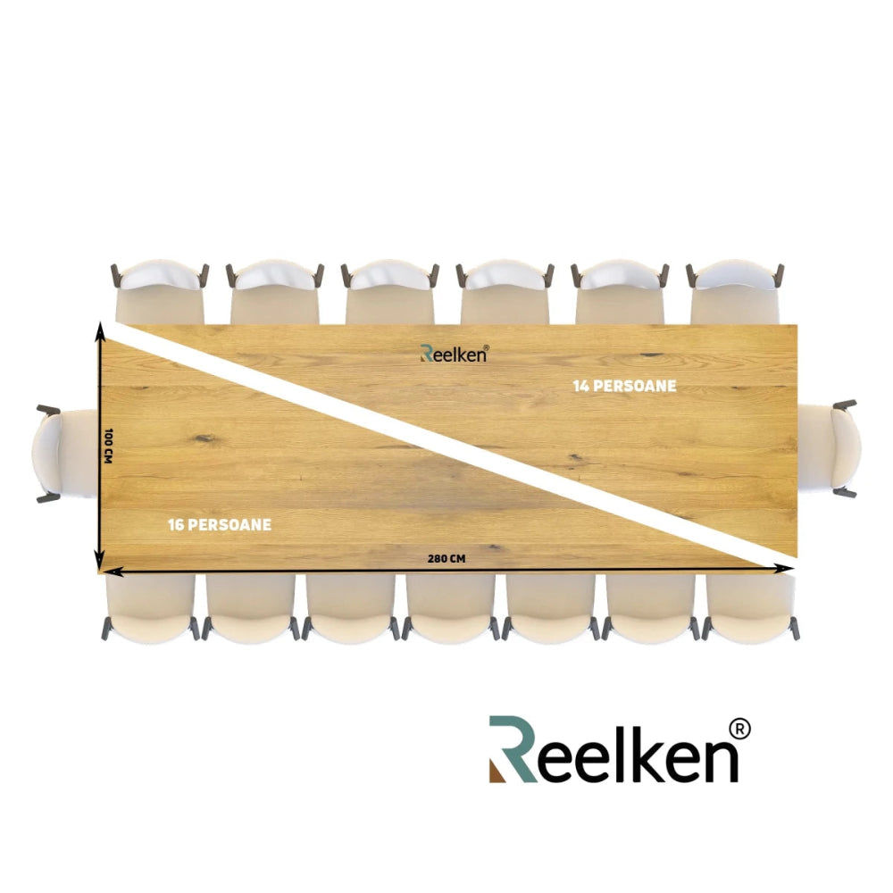 Blat de masa din stejar model rustic -14 persoane-280x100x4cm - Reelken
